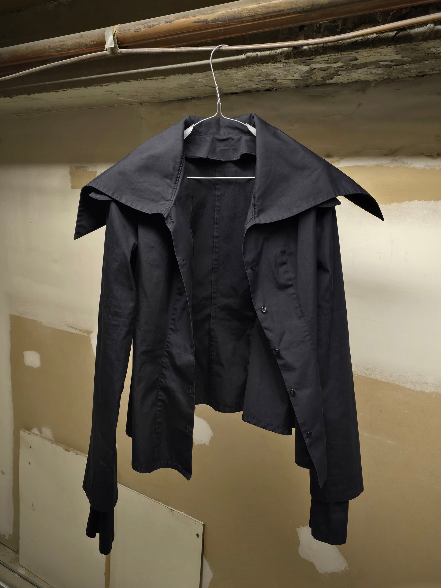 Alice Auaa 90s Dark Navy Gothic Double Layer Tailored Shirt detail | DRIEW GARMENTS