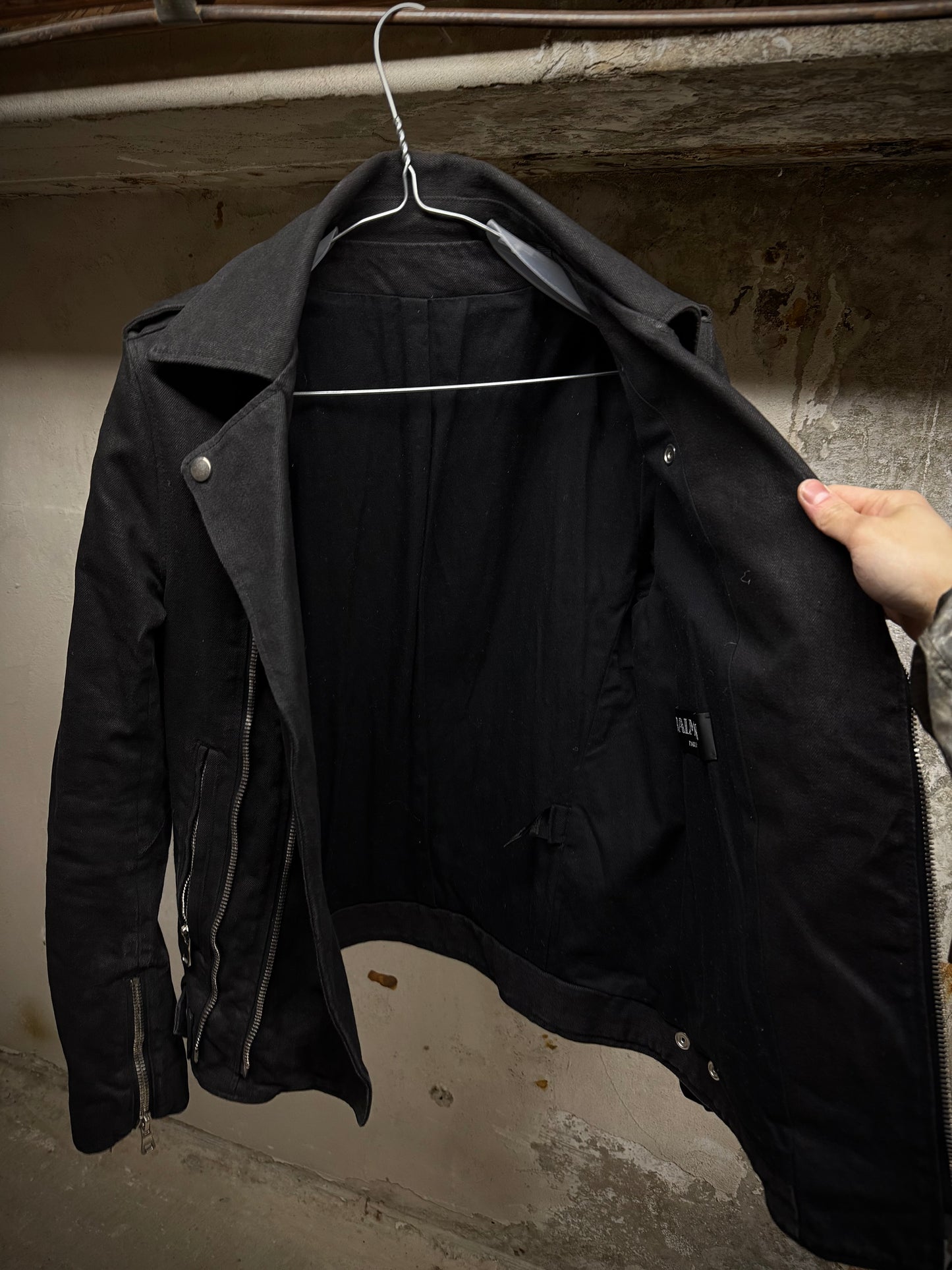 BALMAIN by Olivier Rousteing SS15 Waxed Denim Perfecto Rider Jacket