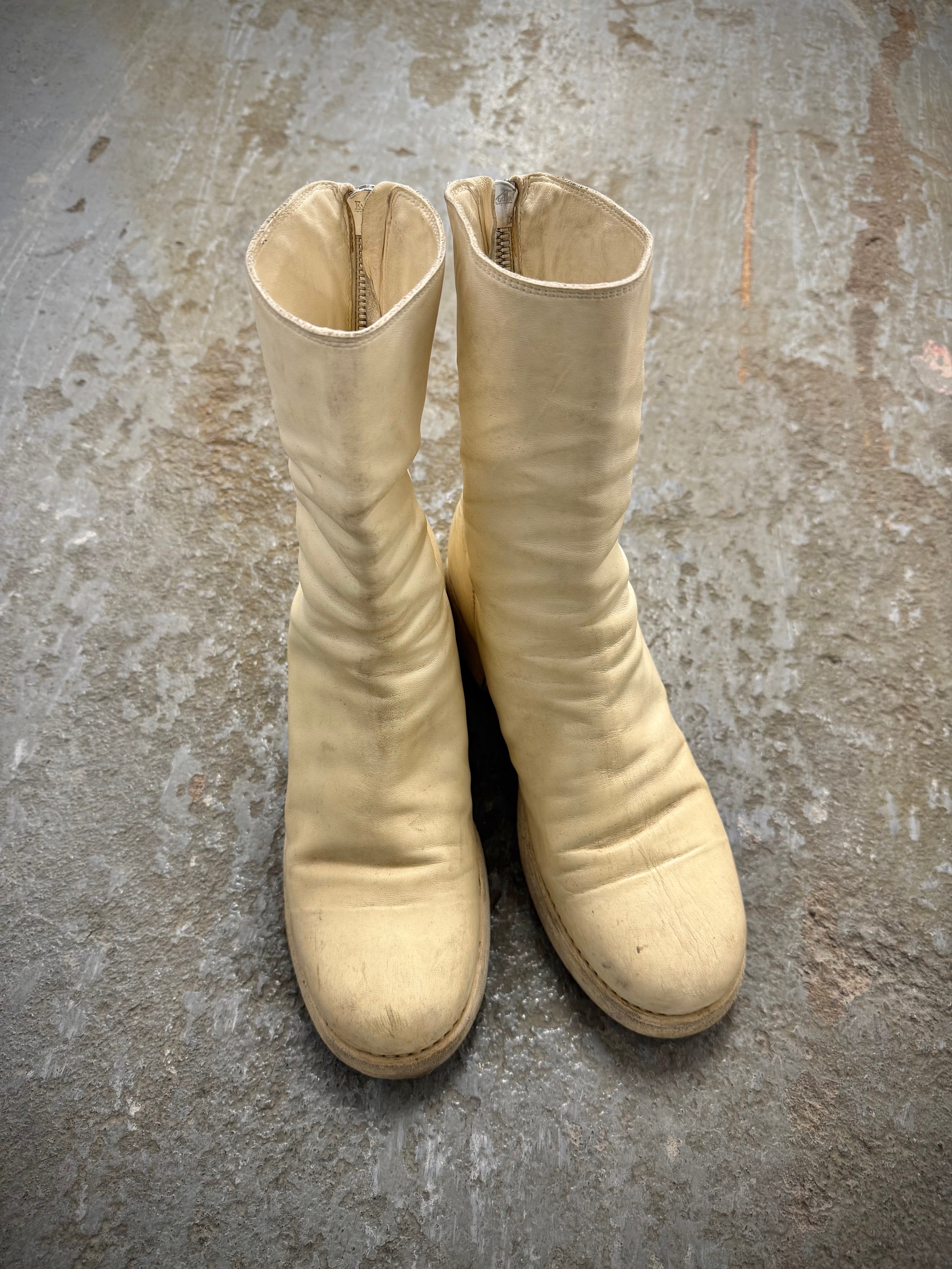 GUIDI B788Z White Horse Leather Back Zip Boots | Size 39 – DRIEW