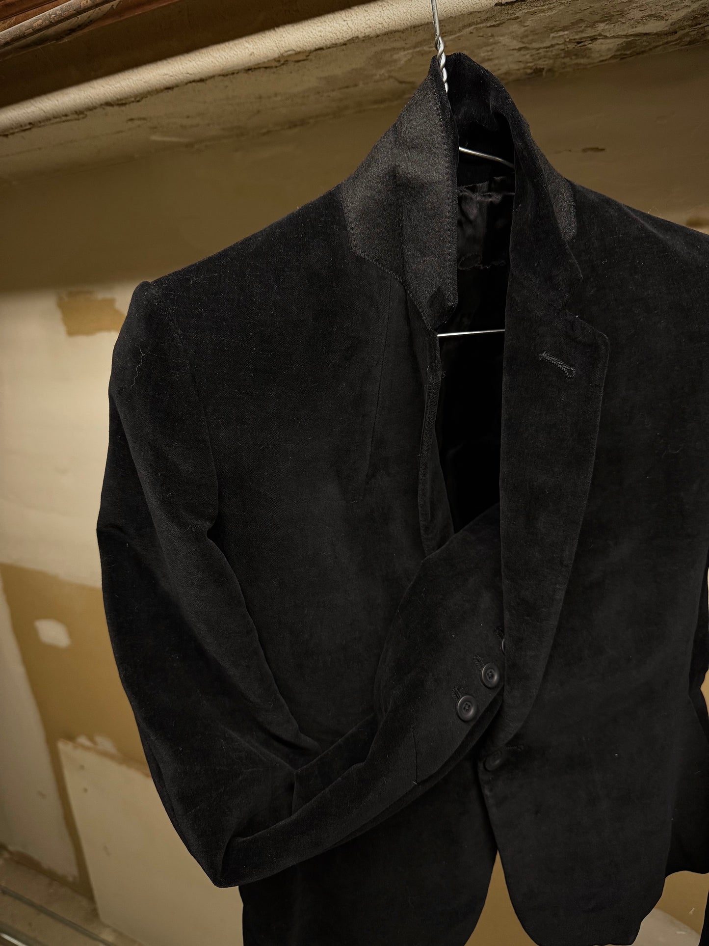 Rick Owens AW16 "MASTODON" Cotton Linen Single Button Velvet Blazer detail | DRIEW GARMENTS