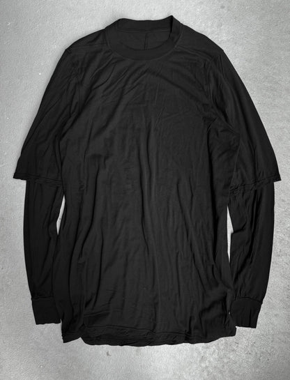 Rick Owens DRKSHDW SS24 “LIDO” Black Double-layered Hustler Long-sleeves