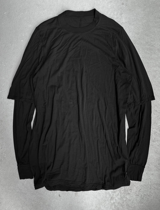 Rick Owens DRKSHDW SS24 “LIDO” Black Double-layered Hustler Long-sleeves