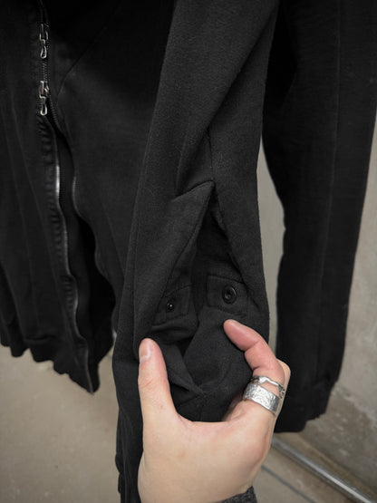 Julius_7 AW14-15 "Glitch;" Asymmetrical Cotton Sweat Zip Hooded Jacket