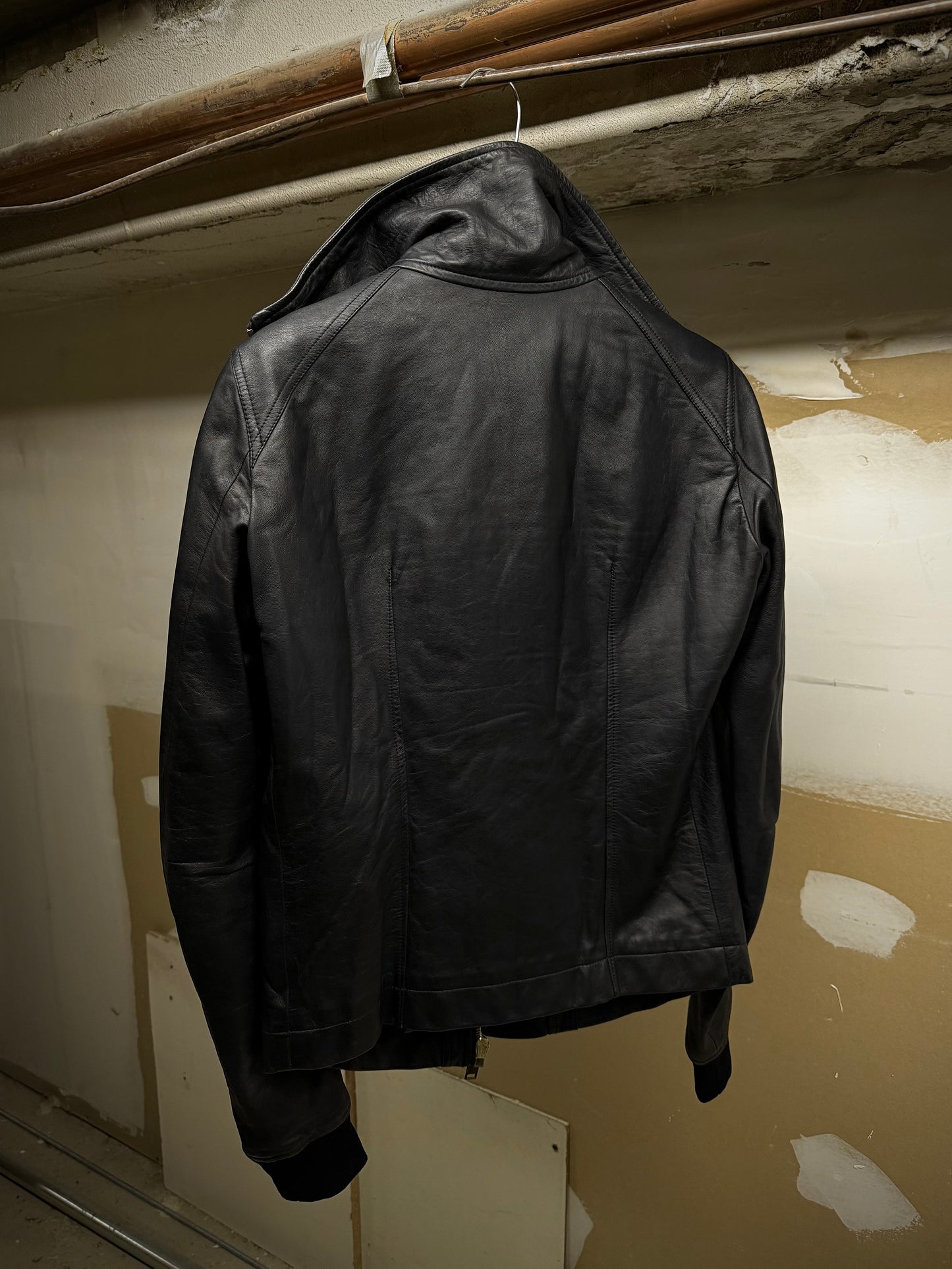 Rick Owens AW13 "PLINTH" High Neck Intarsia Calf Leather Jacket