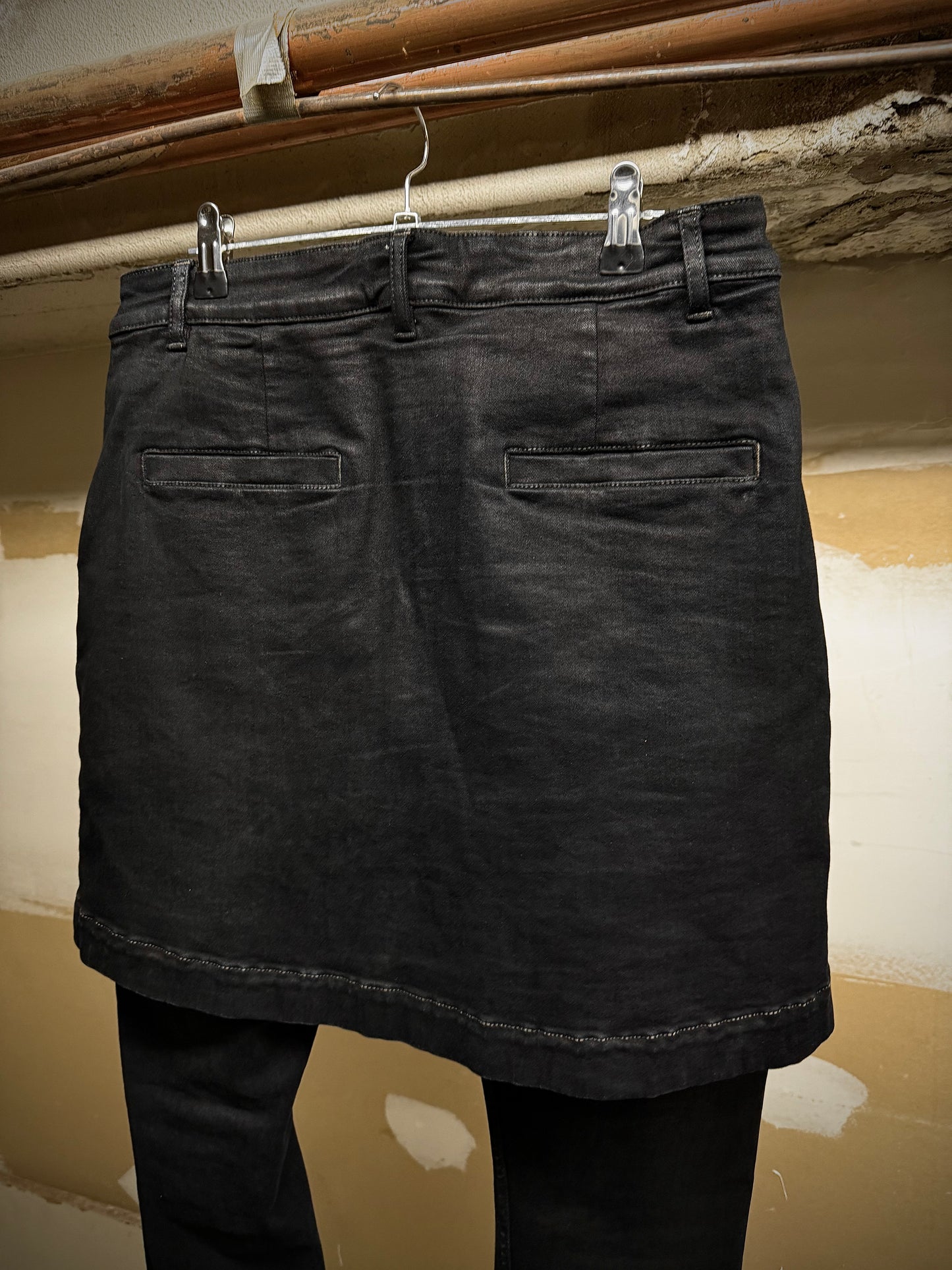 Rick Owens DRKSHDW AW16 "MASTODON" BLACK MATTE Gladiator Kilt Layer Denim detail | DRIEW GARMENTS