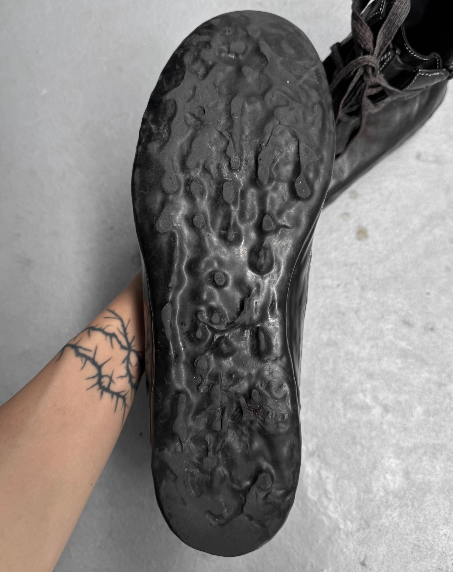 Carol Christian Poell ‘AM/2524 ROOMS-PTC’ Black Object-dyed Kangaroo Leather Drip Sneakers