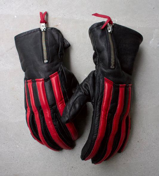 KADOYA Early 00s BHR-SPEED 1 Black/Red Stripes Leather Motorcycle Gloves