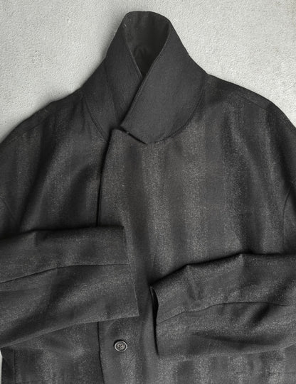 Dark gray coat with a collar on a light gray background