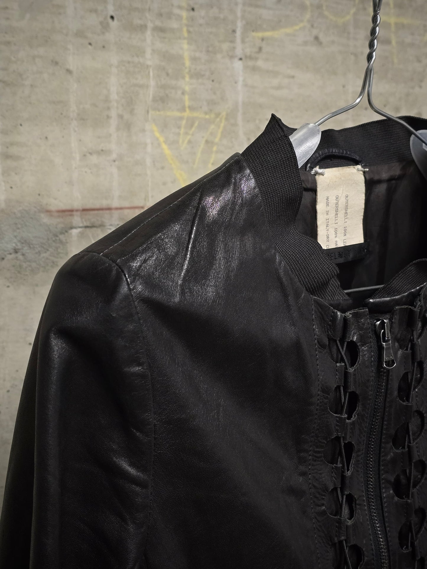 *SAMPLE* Helmut Lang SS01 Bungee Cord Cut Out Lambskin Leather Jacket