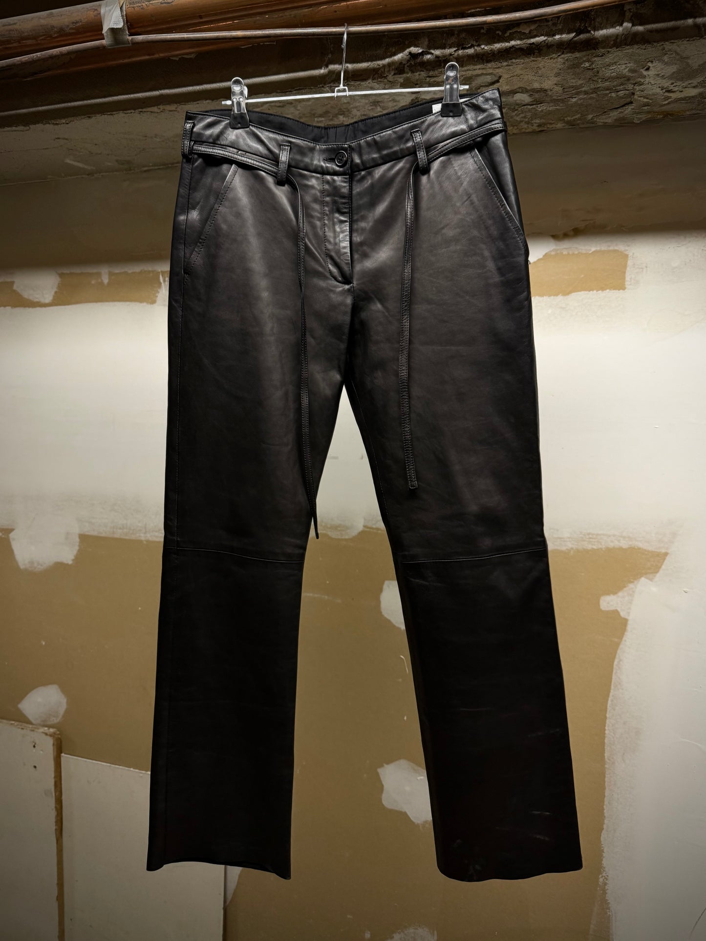 Ann Demeulemeester AW08 Lambskin Leather Bootcut Flare Pants