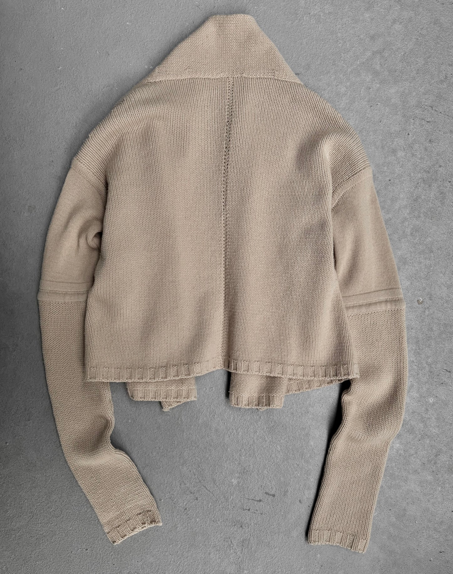 Rick Owens AW04 “QUEEN” Beige Merino Wool Open Cardigan