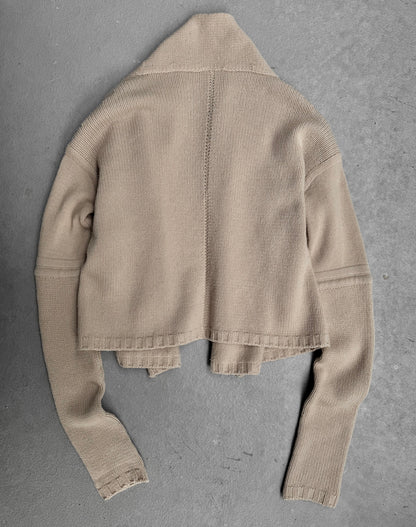 Rick Owens AW04 “QUEEN” Beige Merino Wool Open Cardigan