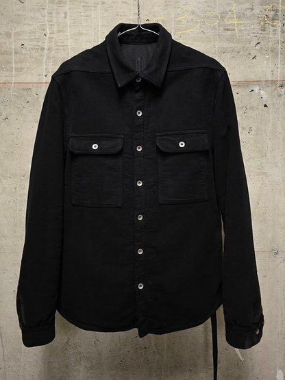 Rick Owens DRKSHDW AW24 "PORTERVILLE" Black Cotton Moleskin 'Outershirt'