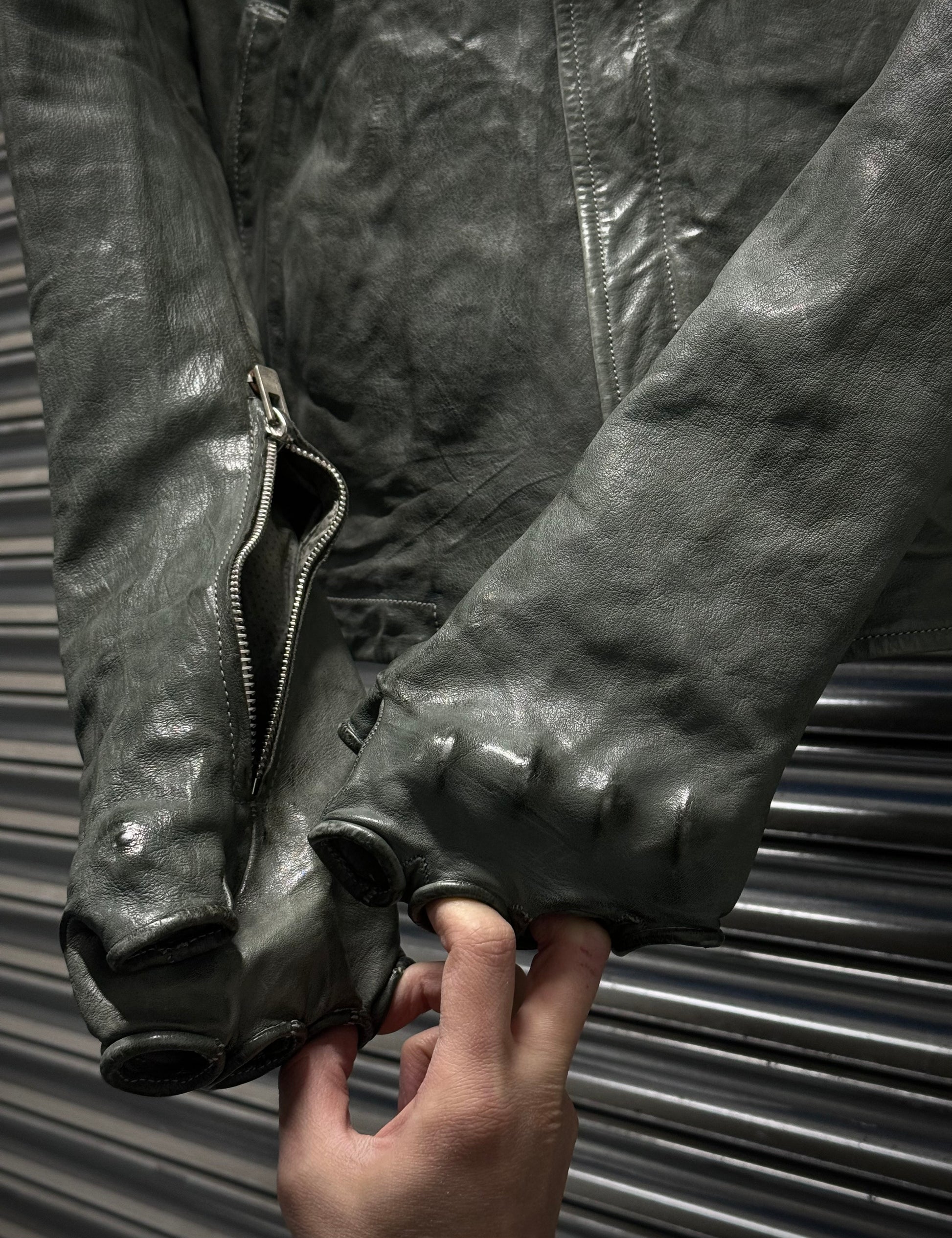 Carol Christian Poell 'LM/2599G-SP ROOMS-PTC/19' Spine Elbow & Hand High Neck Leather Jacket detail | DRIEW GARMENTS