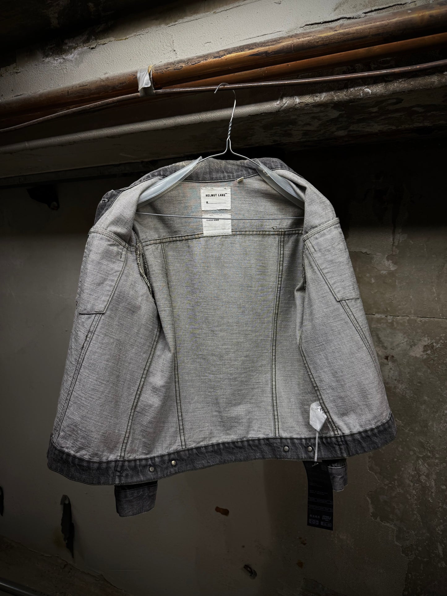Helmut Lang Early 00s Washed Grey Denim Trucker Jacket