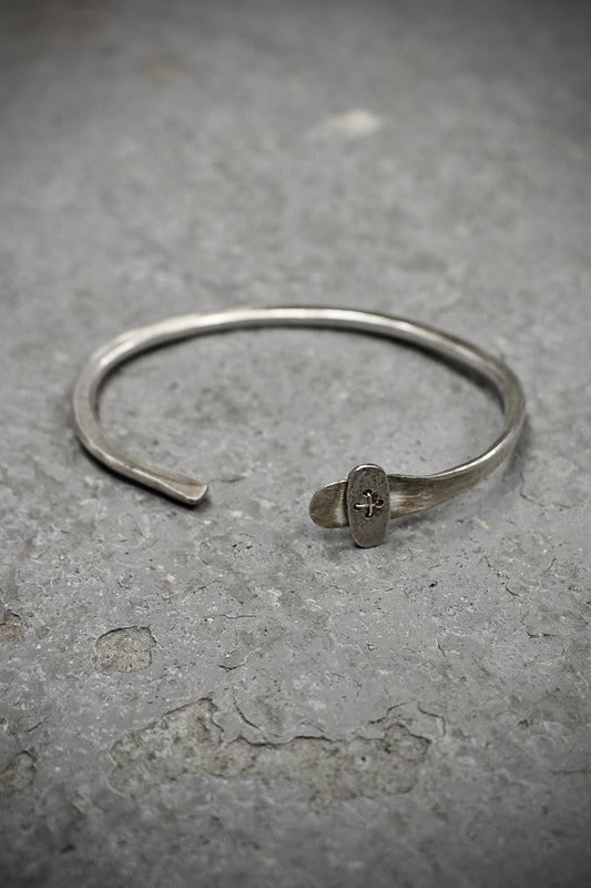 m.a+ by Maurizio Amadei SS18 'AB12 AG' Button Tip Silver Bangle