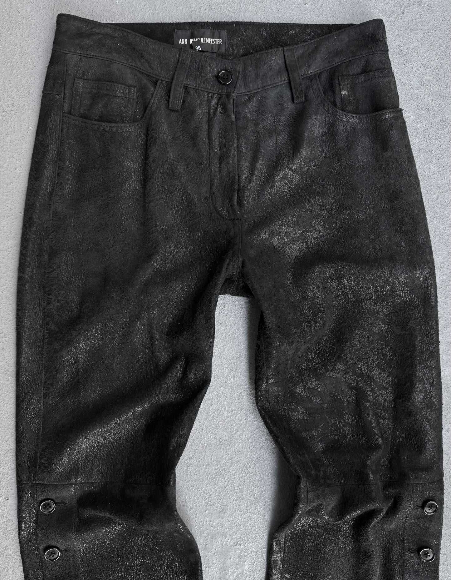 Ann Demeulemeester AW19 Deep Aqua Blistered Lamb Leather Pants