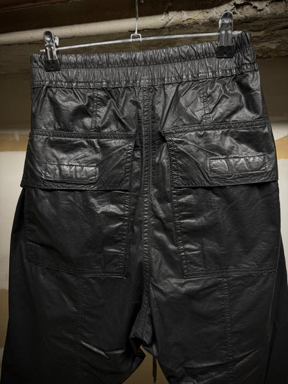 Rick Owens DRKSHDW SS21 "PHLEGETHON " Waxed Creatch Cargo Carpis Pants detail | DRIEW GARMENTS