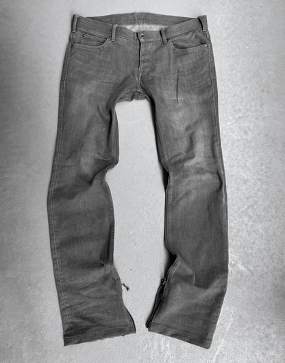 5351 Pour Les Hommes Early 00s Washed Grey Flare-zip Skinny Denim