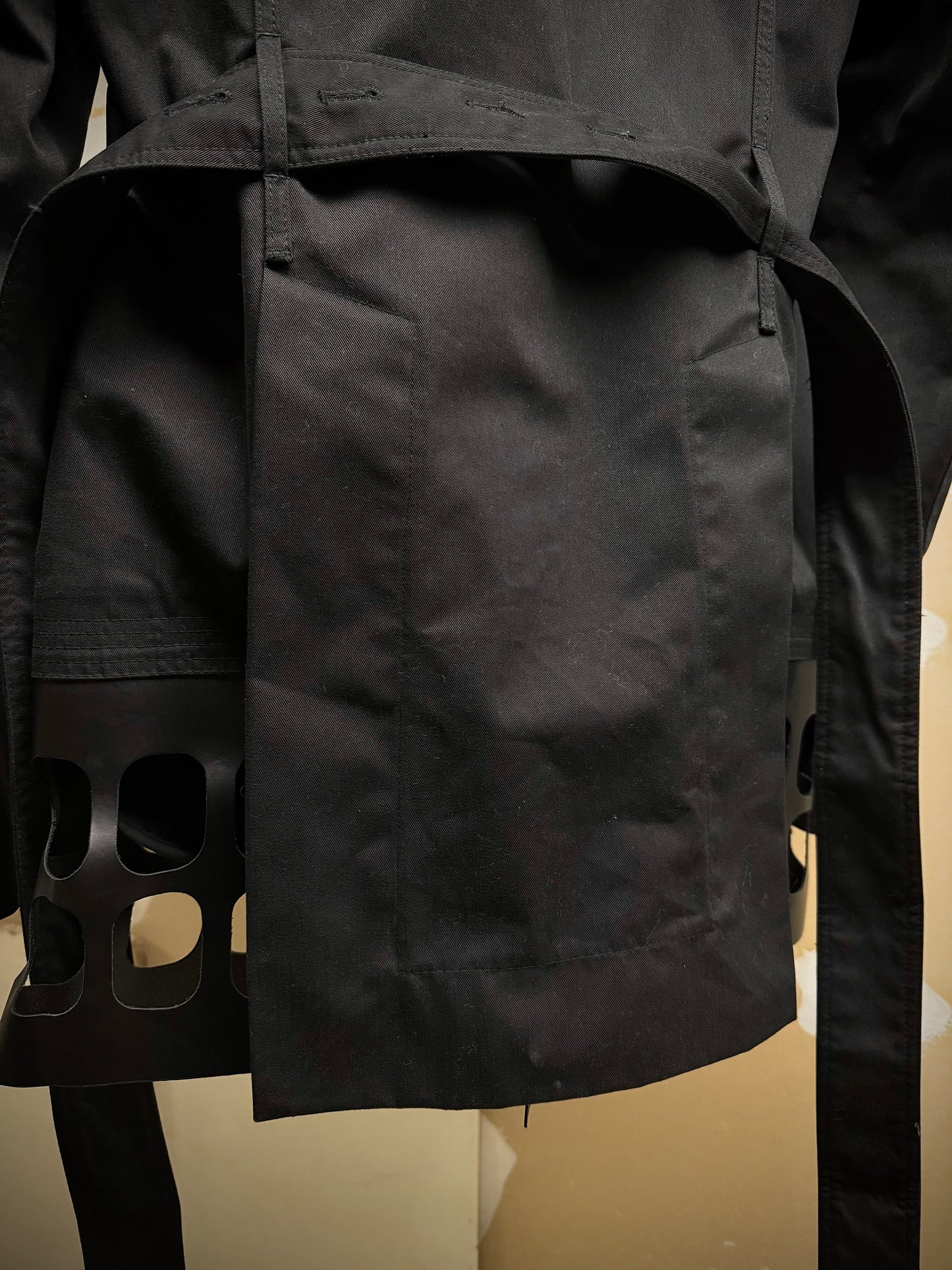 Rick Owens SS14 "VICIOUS" Faux Leather Cut-Out Cotton Trench Coat