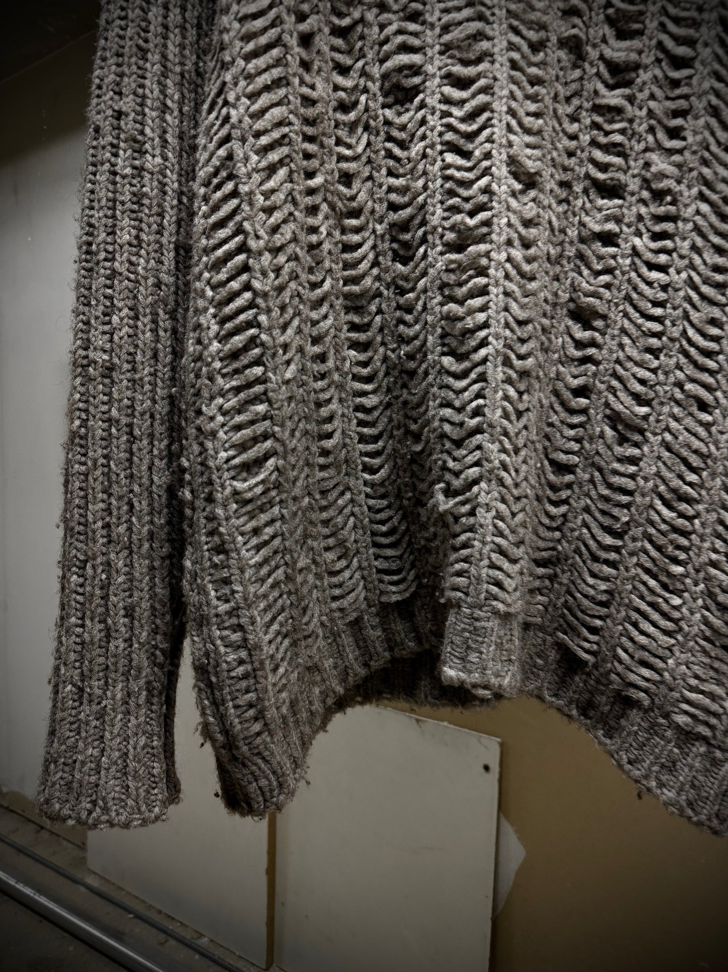 Rick Owens FW18 "SISYPHUS" PEARL Chunky Open Yak Wool Knit detail | DRIEW GARMENTS
