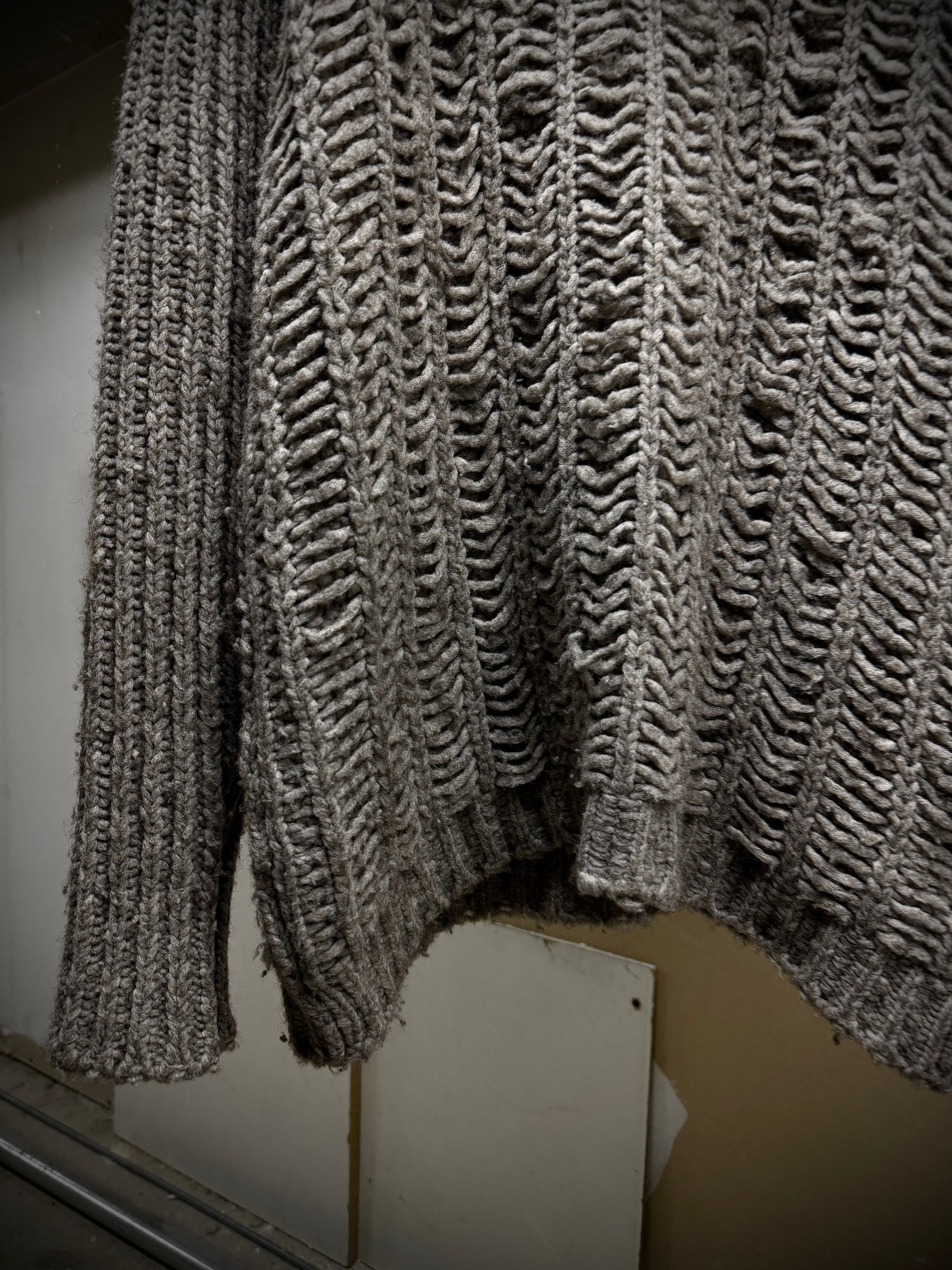 Rick Owens FW18 "SISYPHUS" PEARL Chunky Open Yak Wool Knit detail | DRIEW GARMENTS