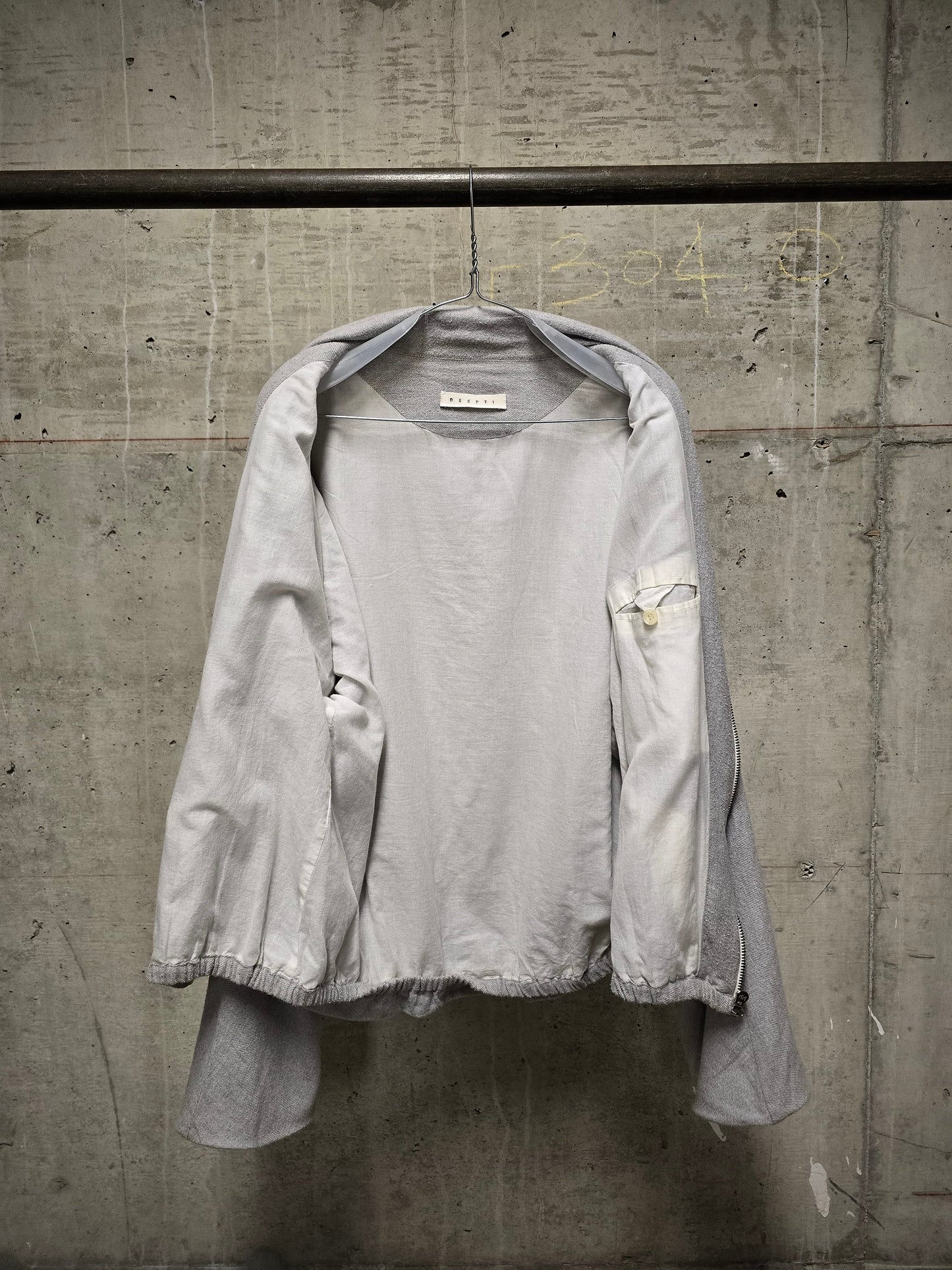 DEEPTI Graduate Collection 2005 Light Grey Cotton Cocoon Bomber Jacket