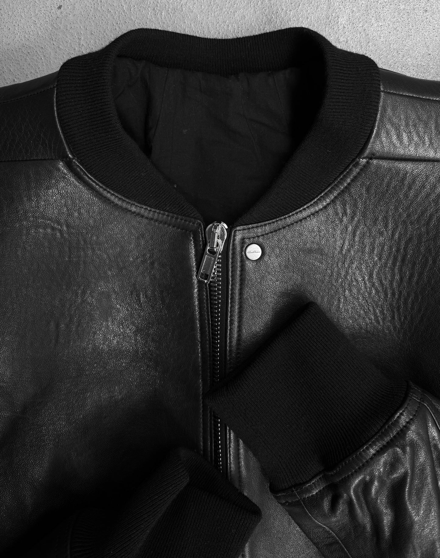 Rick Owens SS23 “EDFU” Tec Shoulder Lambskin Leather Bomber Jacket