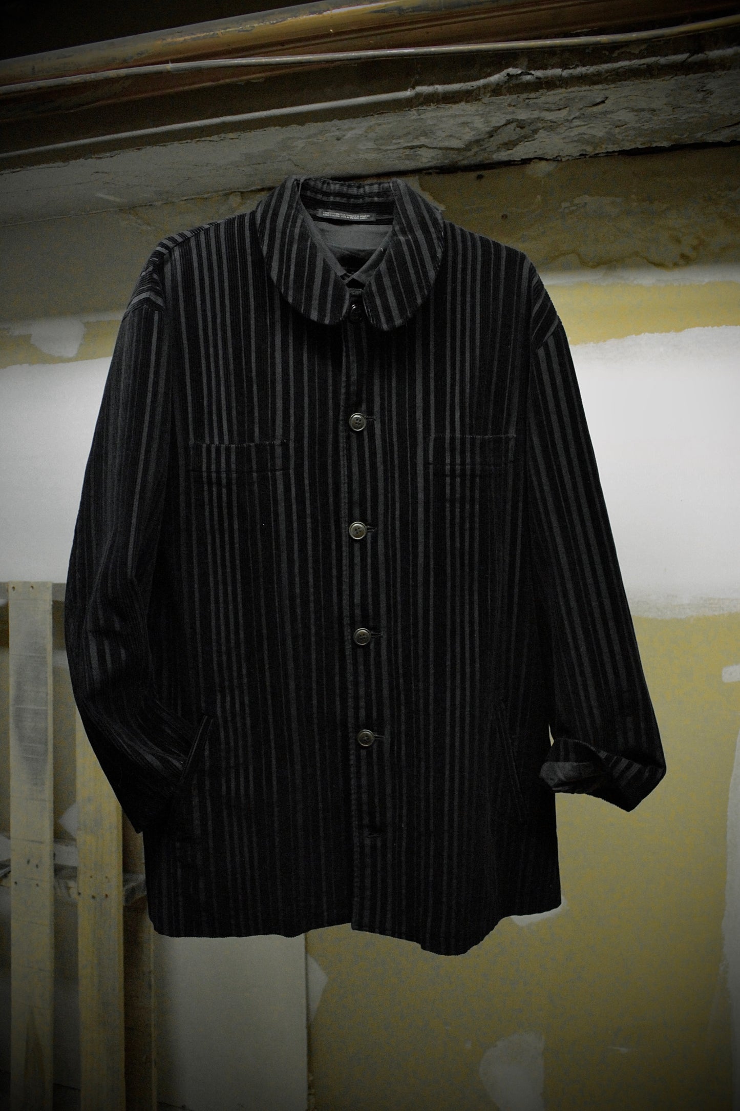Yohji Yamamoto POUR HOMME AW96 Velvet Stripe Corduroy Oversized Coat | Archive Fashion Toronto