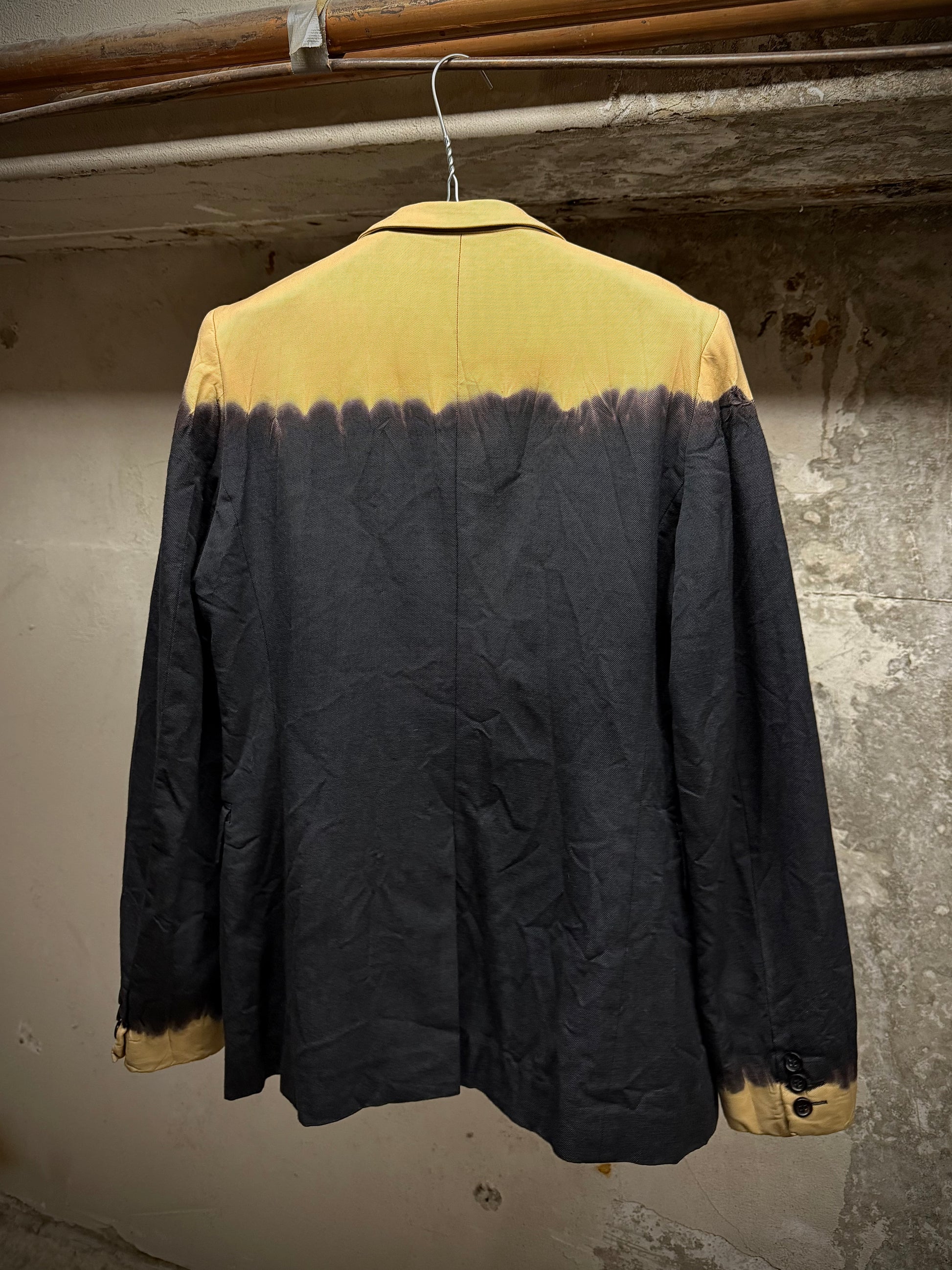COMME des GARÇONS HOMME PLUS EVERGREEN AW08 Two Toned Bleached Wool Blazer detail | DRIEW GARMENTS