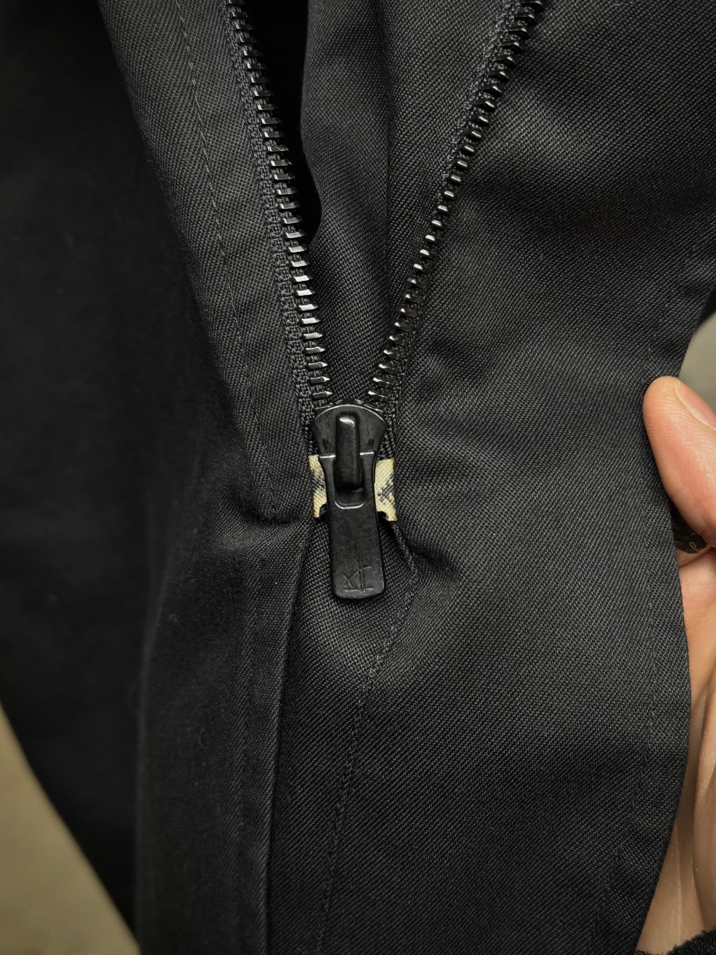 agnès b. homme Early 90s Cotton Poly Gaberdine Mac Coat detail | DRIEW GARMENTS