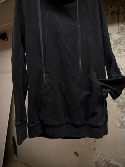 Boris Bidjan Saberi ‘HOODY2’ Washed Black Kangaroo Pocket Raglan Ninja Hoodie