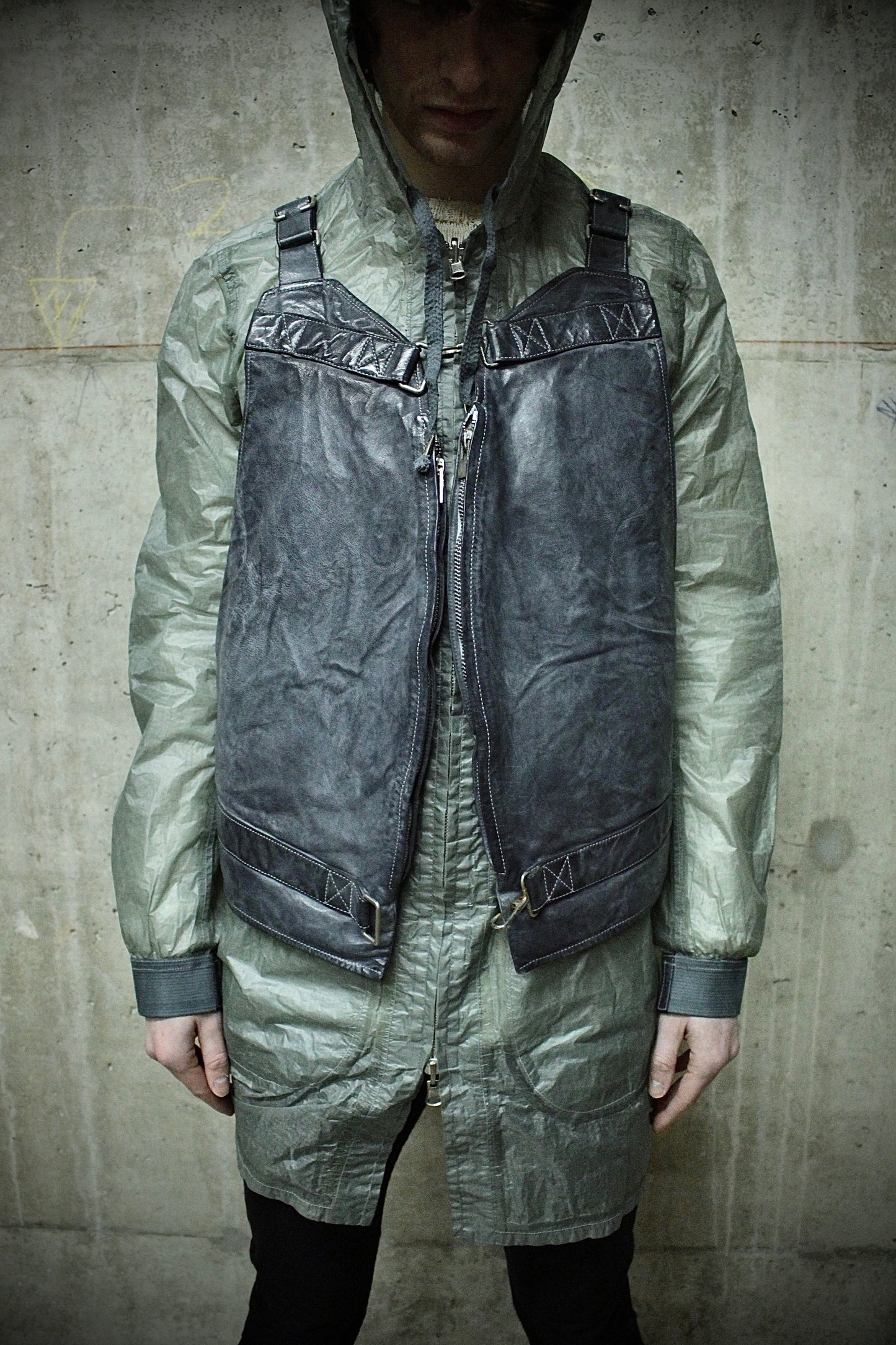 Carol Christian Poell 'VM/2423 ROOMS-PTC/29' Object-dyed Kangaroo Leather Parachute Vest Bag