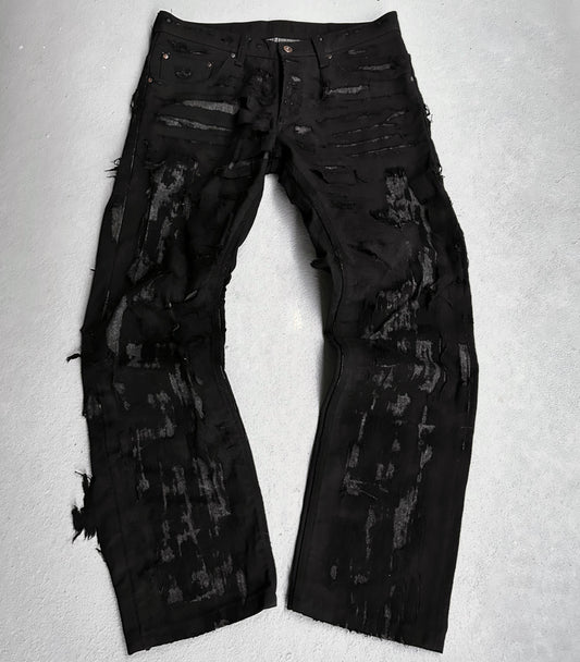 ABABHOUSE Early 00s Distressed Double-Layers Bootcut Denim