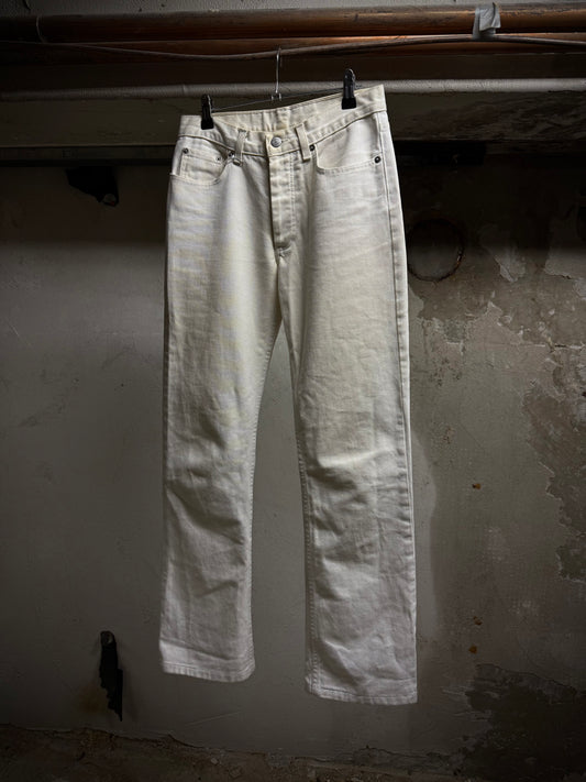 Helmut Lang Early 00s 'Classic Cut' Vintage White Flare Denim