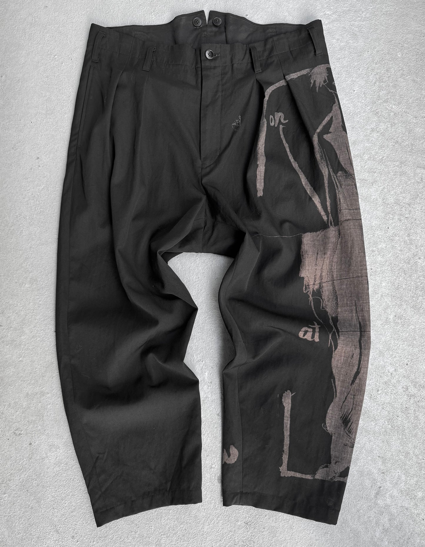 Yohji Yamamoto POUR HOMME SS17 Moody Graphic Pleated Drop-crotch Suspender Trousers