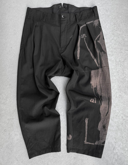 Yohji Yamamoto POUR HOMME SS17 Moody Graphic Pleated Drop-crotch Suspender Trousers