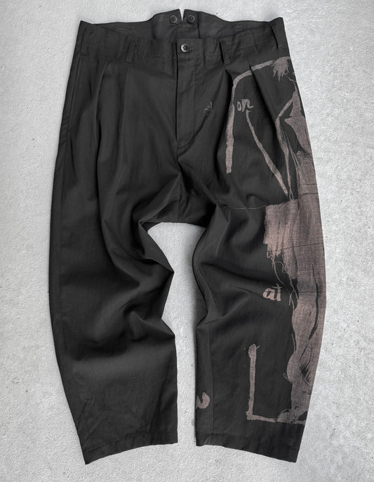 Yohji Yamamoto POUR HOMME SS17 Moody Graphic Pleated Drop-crotch Suspender Trousers