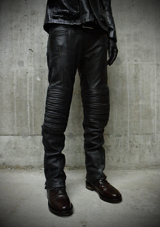 Yasuyuki Ishii Early 00s Padded Biker Sheepskin Leather Pants