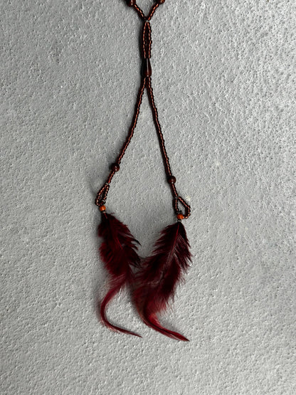 G.O.A Early 00s Velour Red Feather Necklace