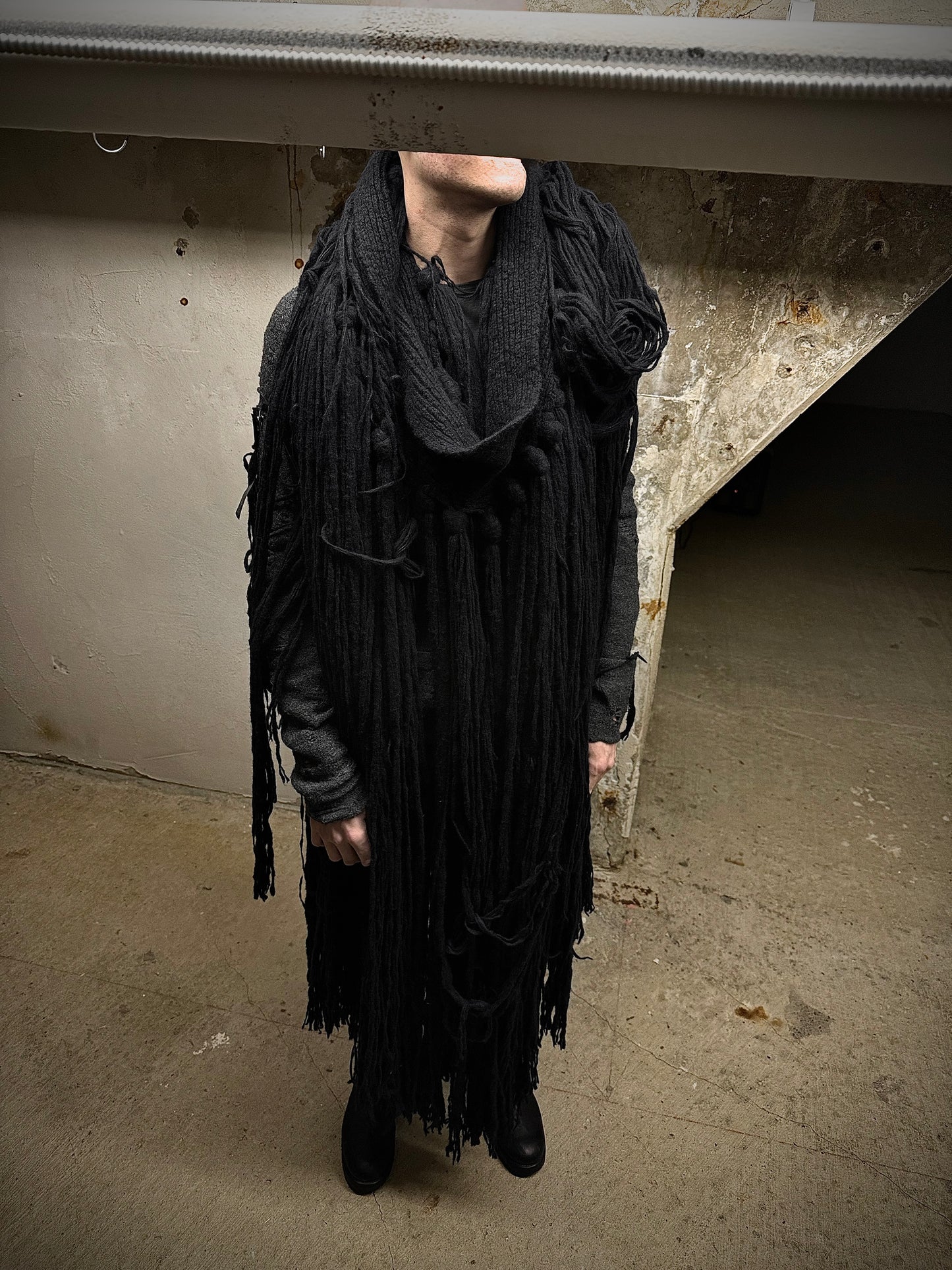 NICOLAS ANDREAS TARALIS Early 00s Jumbo Fringed Wool Scarf detail | DRIEW GARMENTS