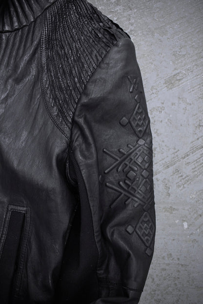 Marithé + François Girbaud Early 00s Embossed Lambskin Leather Rider Jacket detail | DRIEW GARMENTS