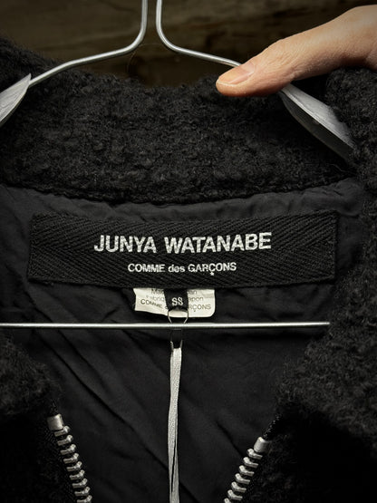 Junya Watanabe AW07 Black Wool Multi-zip Shearling Rider Jacket detail | DRIEW GARMENTS