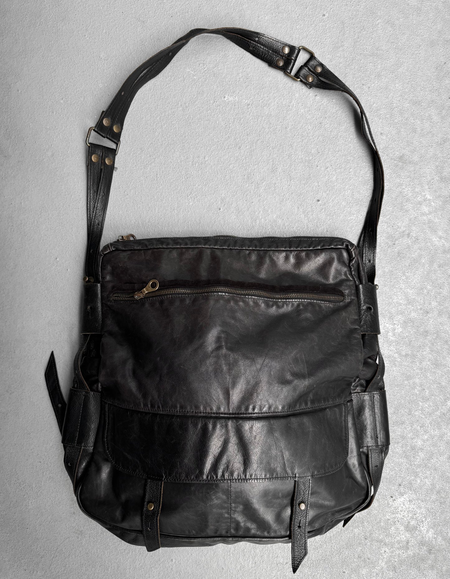Jas M.B Early 00s Steerhide Leather Pilot Messenger Bag