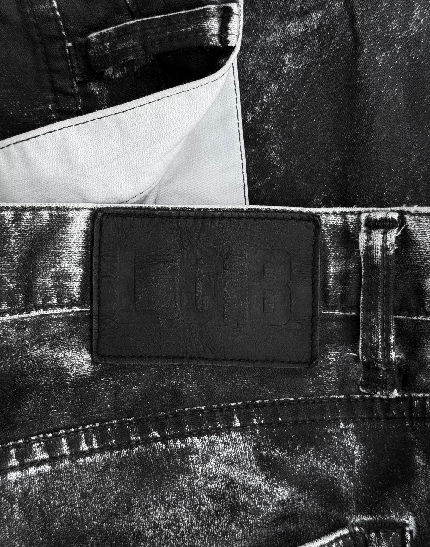 L.G.B. 'S-WOLF' Waxed Acid Washed Skinny Denim