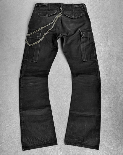 ATTACHMENT by Kazuyuki Kumagai Faded Black Flare Cargo Denim