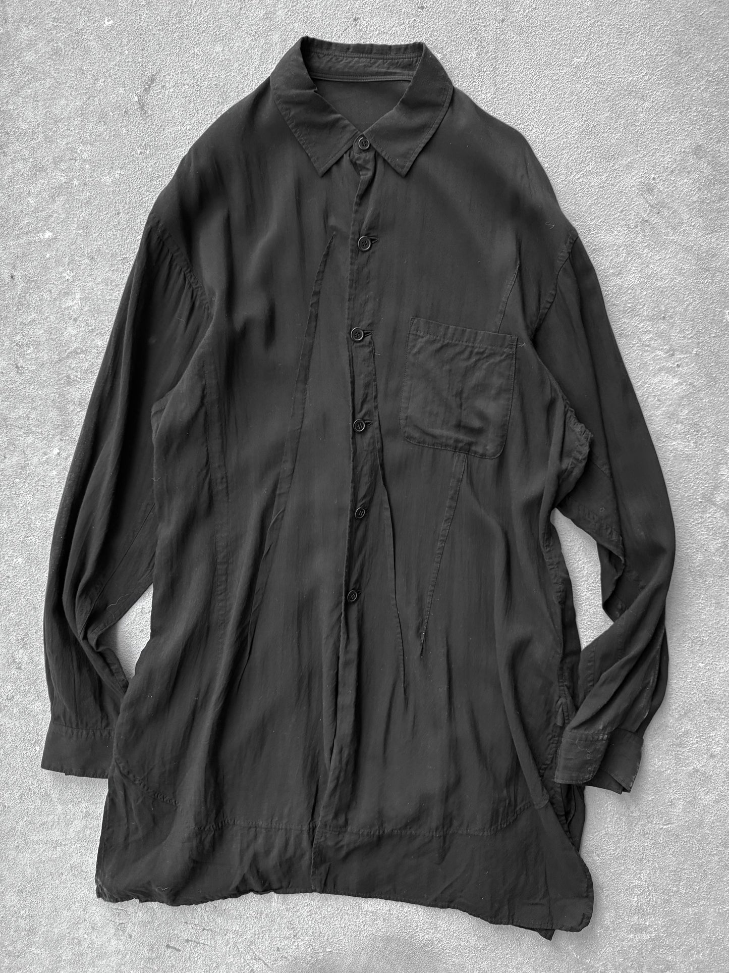 Yohji Yamamoto POUR HOMME SS22 Darted Cellulose Button-up Shirt detail | DRIEW GARMENTS