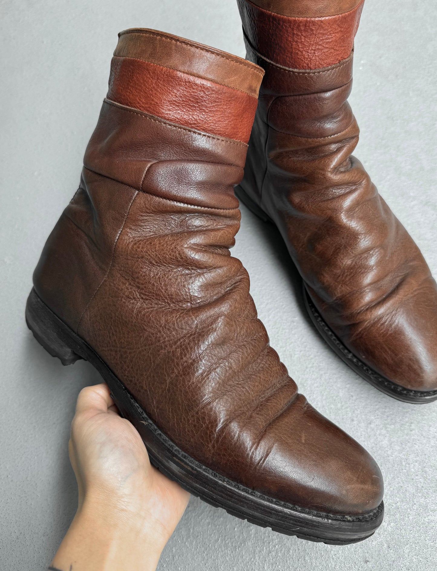 alfredoBANNISTER Early 00s Wrinkle Leather Back-zip Boots