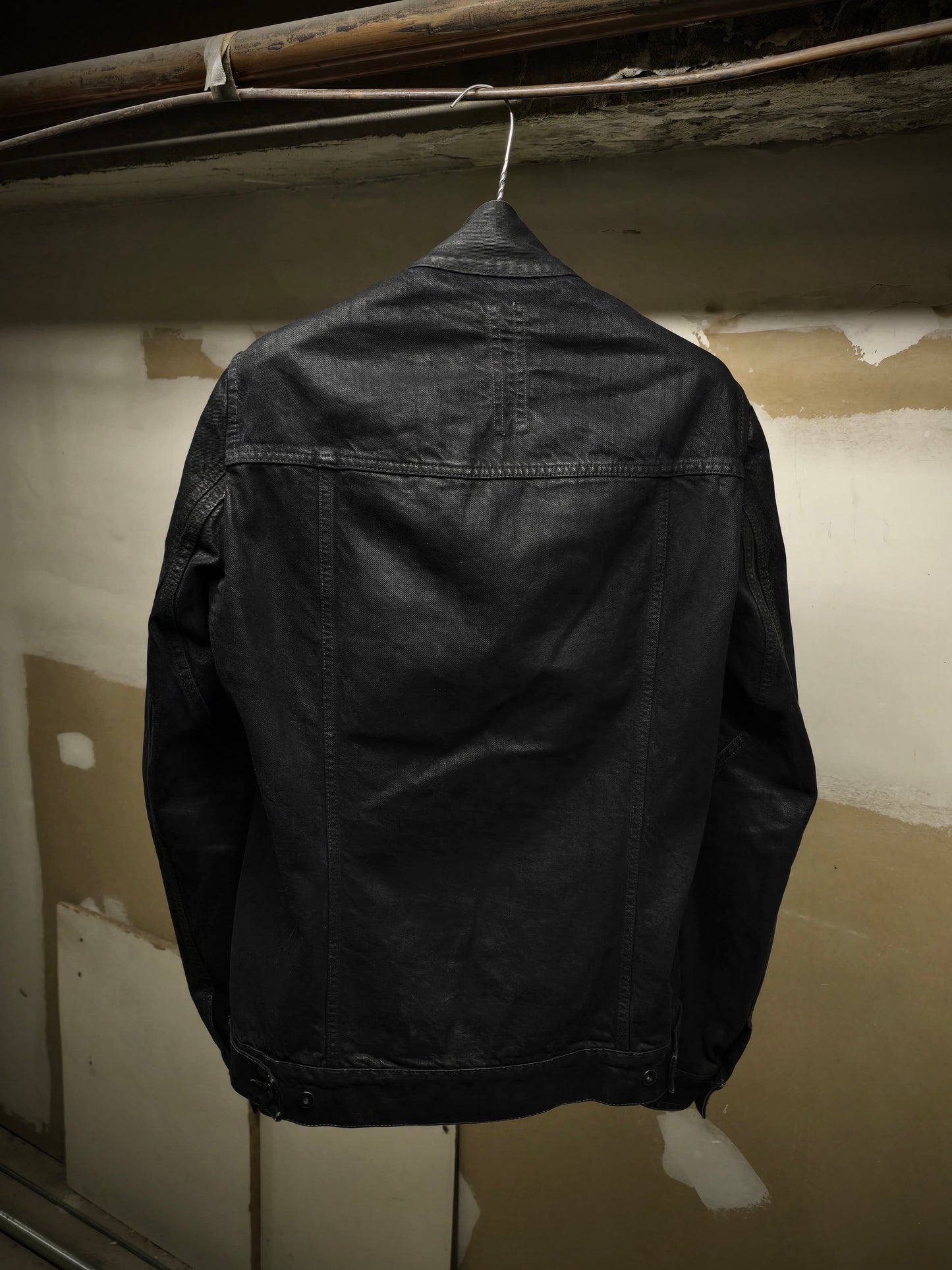 Rick Owens DRKSHDW SS14 "VICIOUS" BLACK MINERAL Slave Waxed Denim Jacket detail | DRIEW GARMENTS