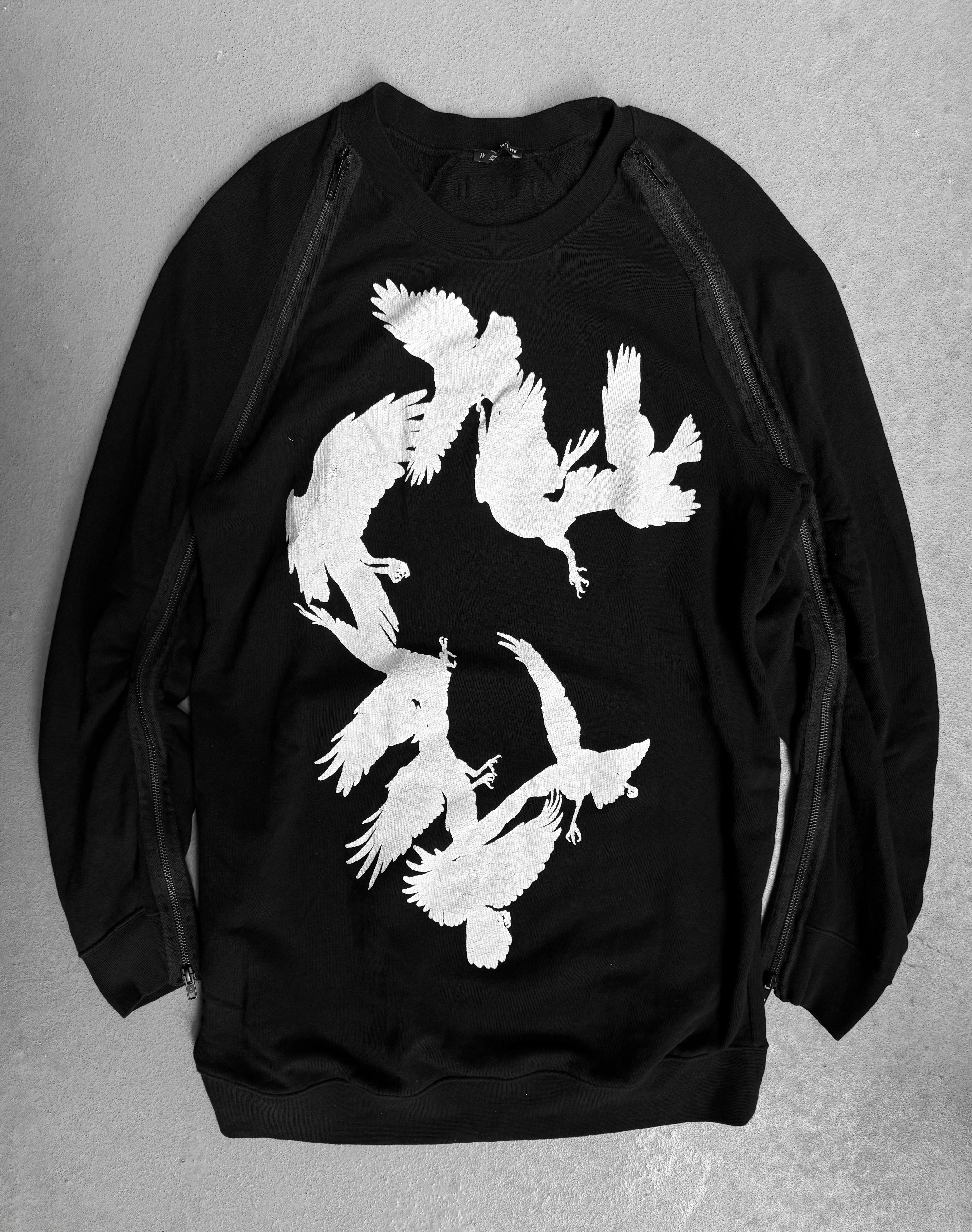 Ann Demeulemeester SS17 Bird Graphic Convertible Zip